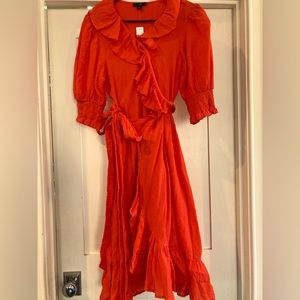 Orange Jcrew Ruffle Wrap dress